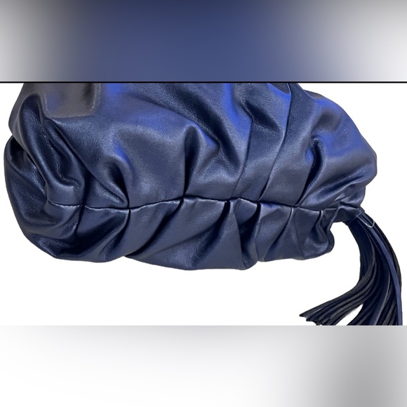 REBECCA MINCOFF Metallic Ruched Vegan Leather Zippered Clutch Bag NWT HU20EGNC07 - Picture 8 of 15